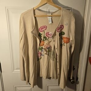 Sweater And Denim Combo 1X 14W SILK Roamans And Denim 24/7 embroidered Vintage